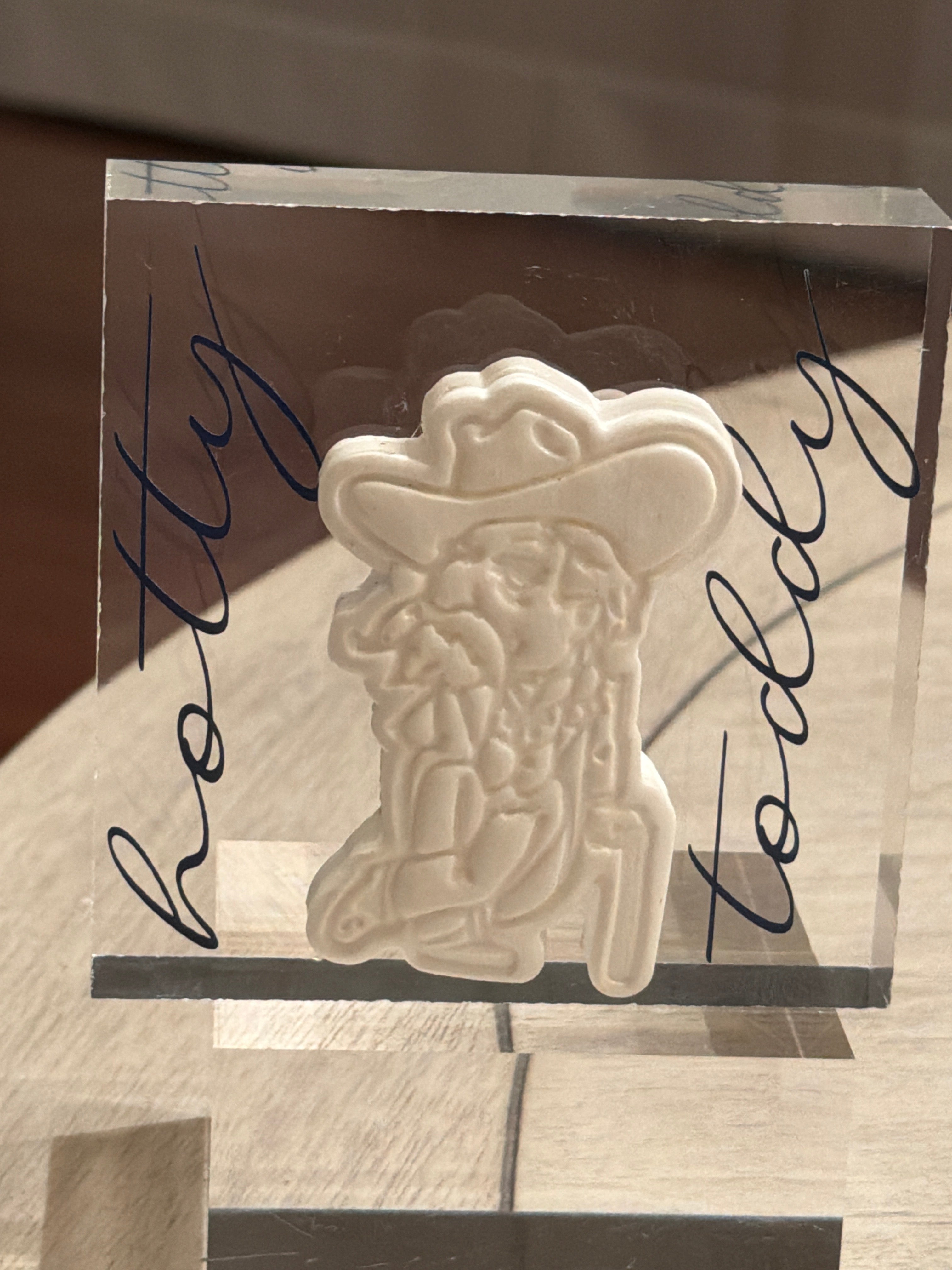 Col Reb Intaglio Acrylic Block – “Hotty Toddy” 4x4 Collectible Display