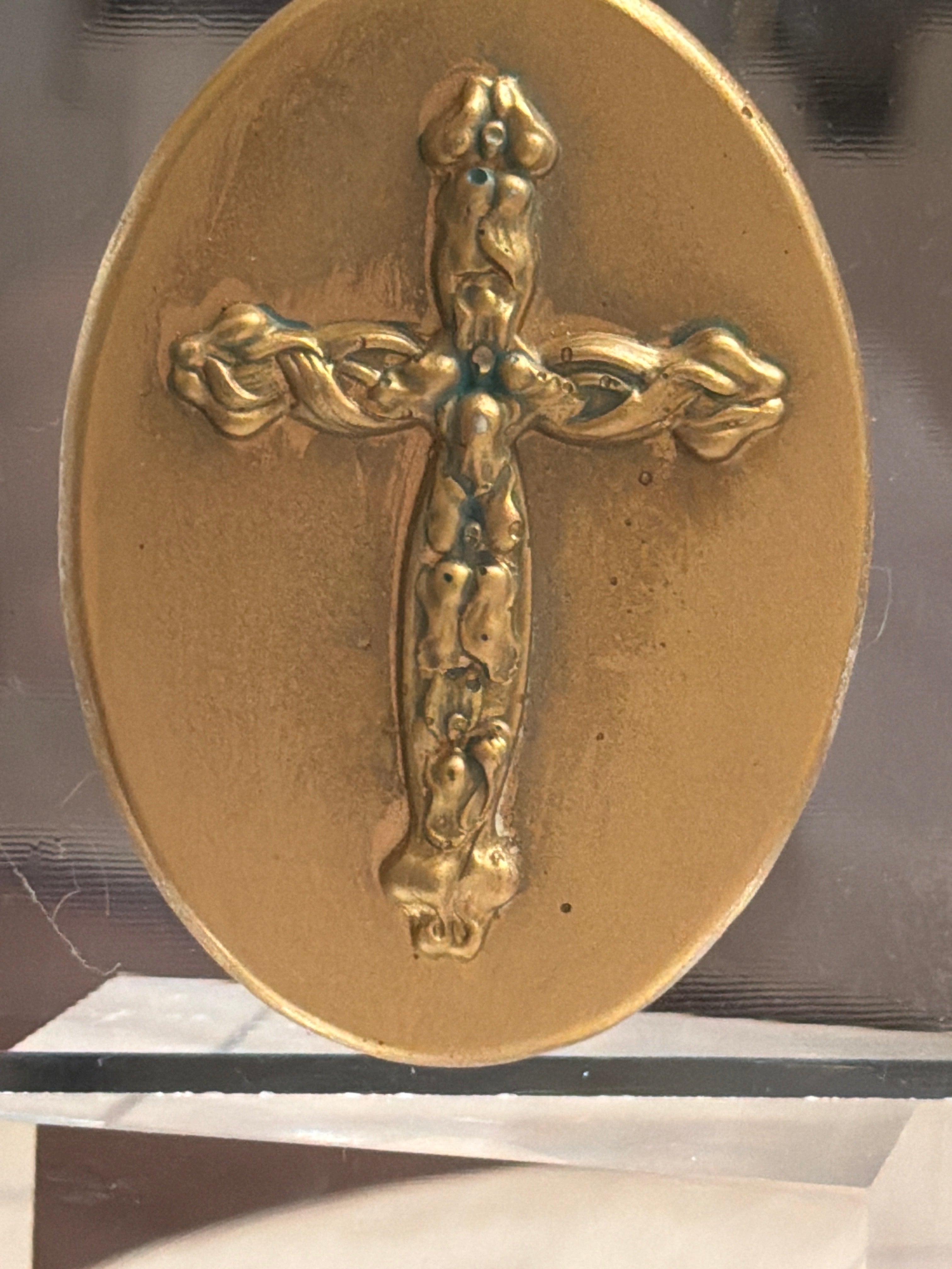 Gold Cross Intaglio Acrylic Block – 4x4 Inspirational Display