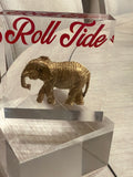 Gold Elephant Intaglio Acrylic Block – “Roll Tide” Crimson Background 3x3 Display