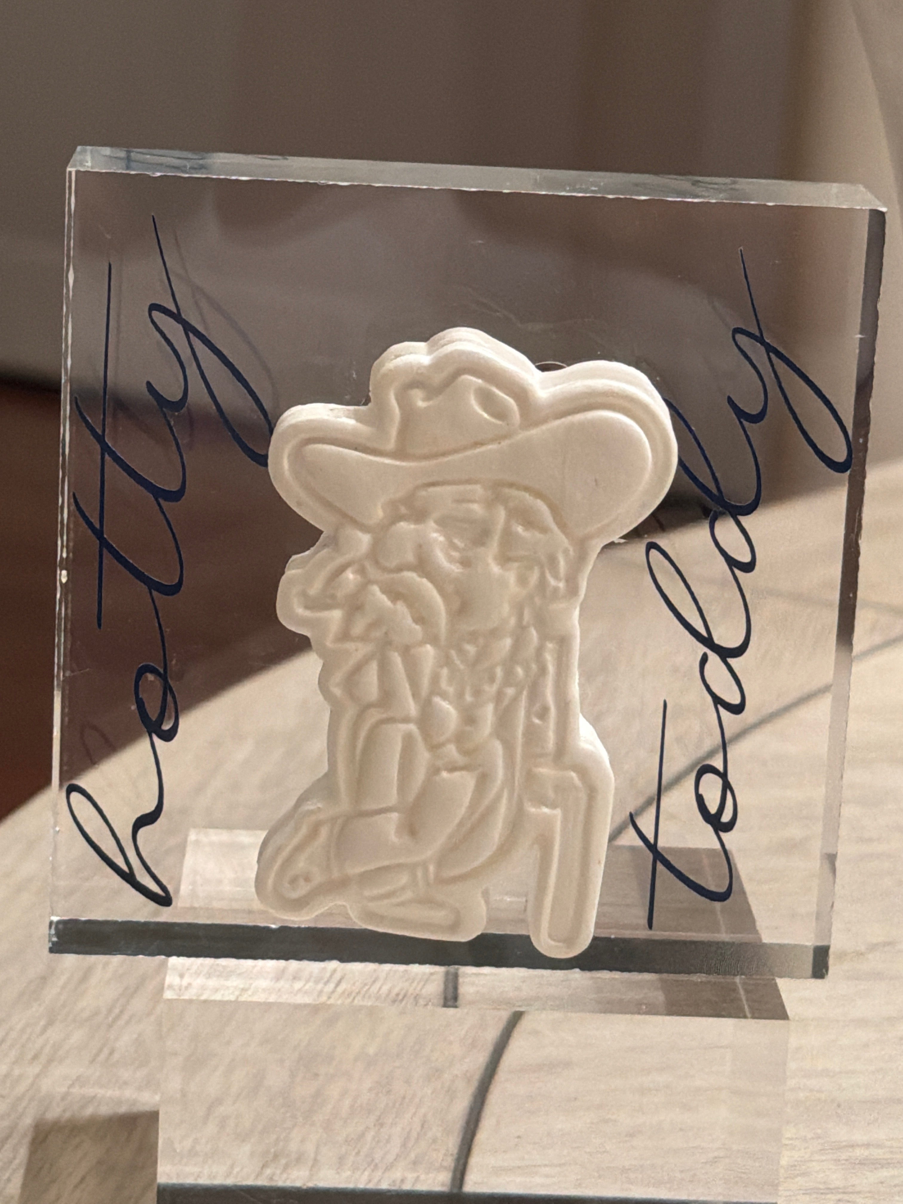 Col Reb Intaglio Acrylic Block – “Hotty Toddy” 4x4 Collectible Display