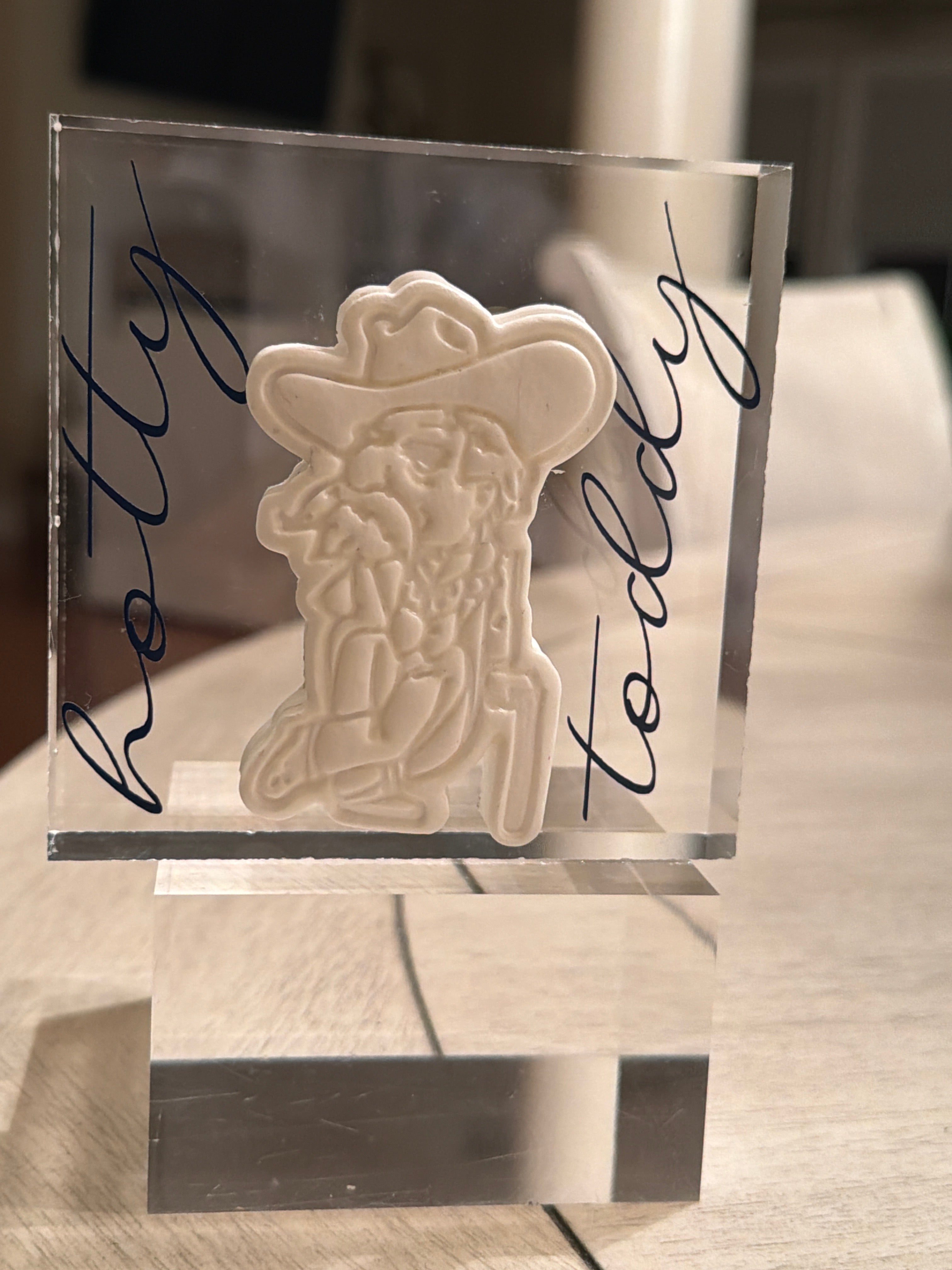 Col Reb Intaglio Acrylic Block – “Hotty Toddy” 4x4 Collectible Display