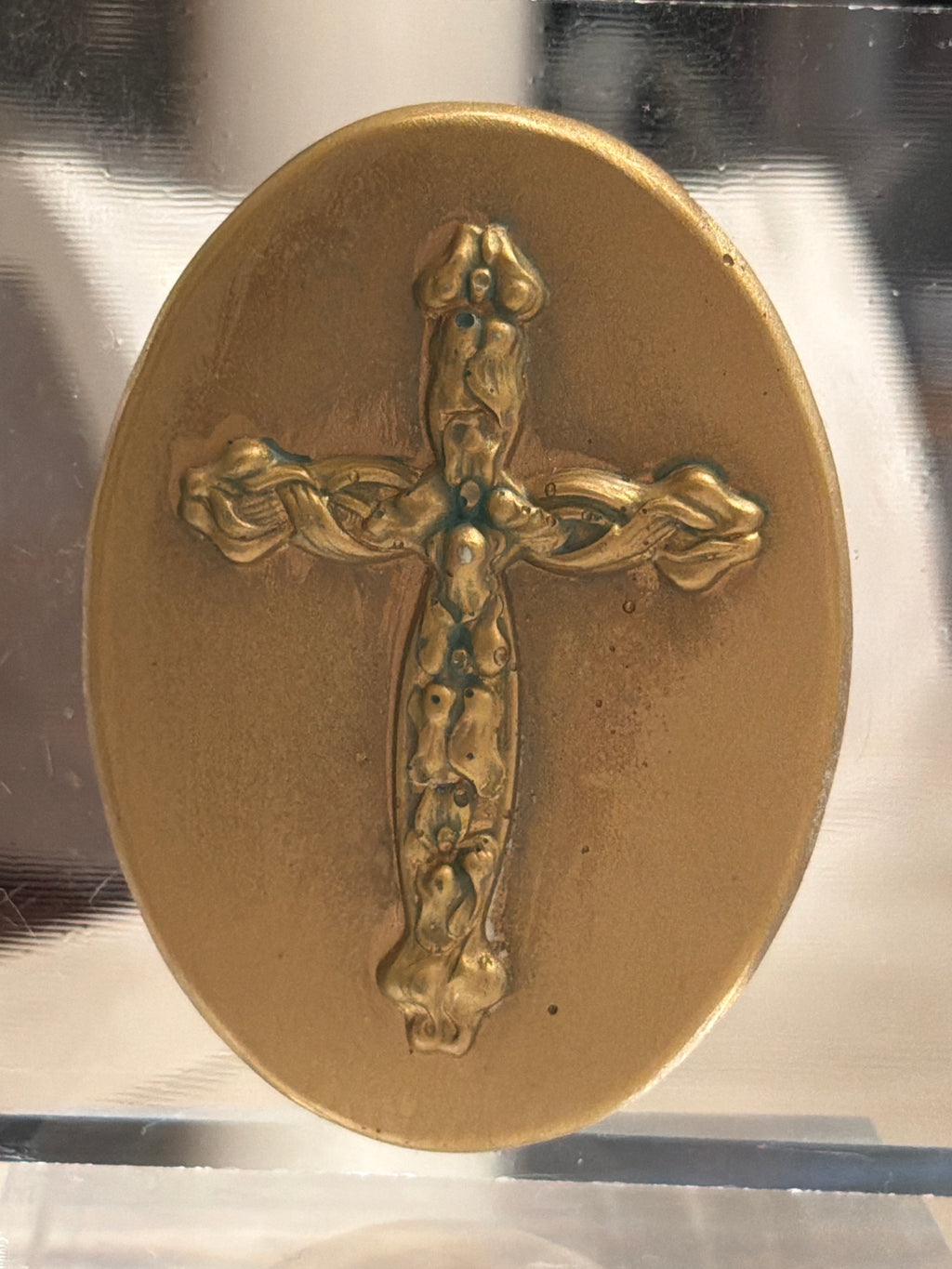 Gold Cross Intaglio Acrylic Block – 4x4 Inspirational Display