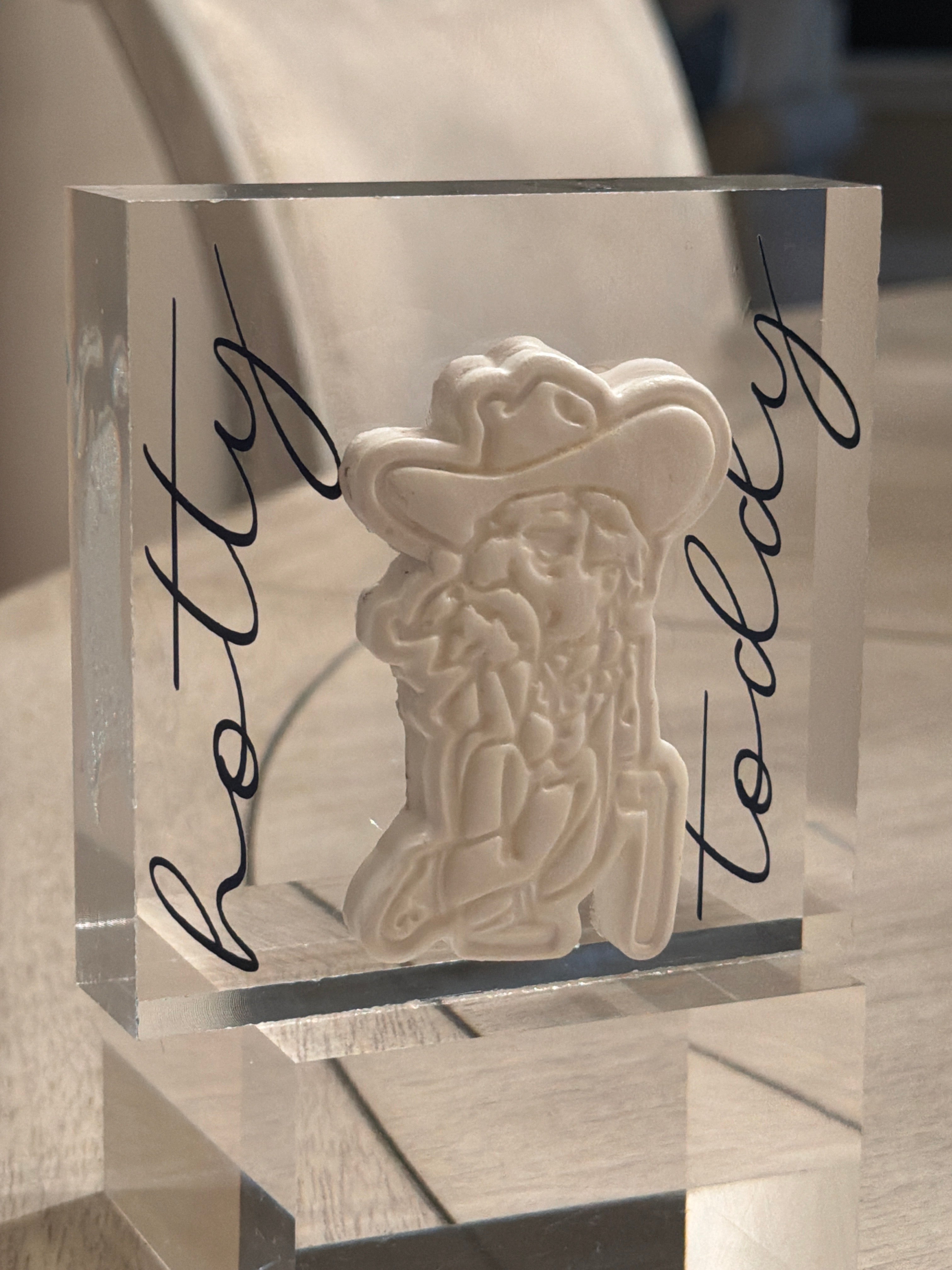 Col Reb Intaglio Acrylic Block – “Hotty Toddy” 4x4 Collectible Display