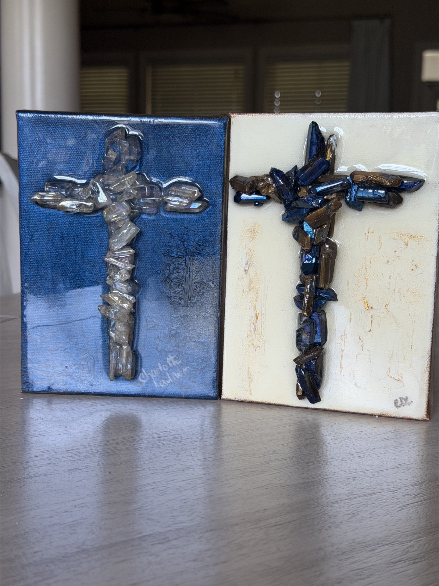 Stone Cross on Abstract Canvas – Textured Christian Wall Art