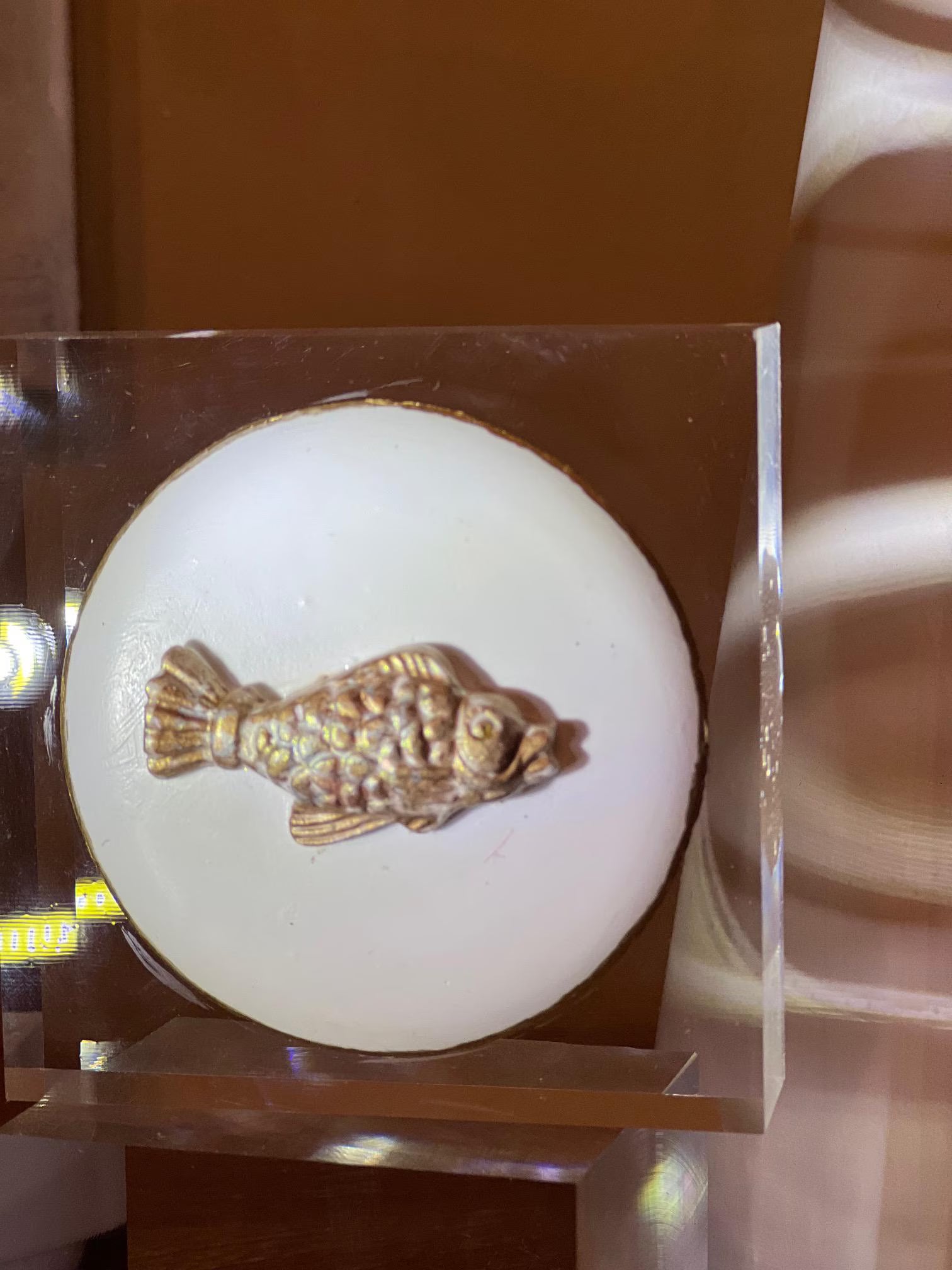 Coastal Fish Acrylic Block Art – Ocean Decor, Minimalist Desk Sculpture, Beach House Accent