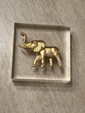 Gold Elephant Intaglio – Acrylic Art Block (4x4x1 inches)