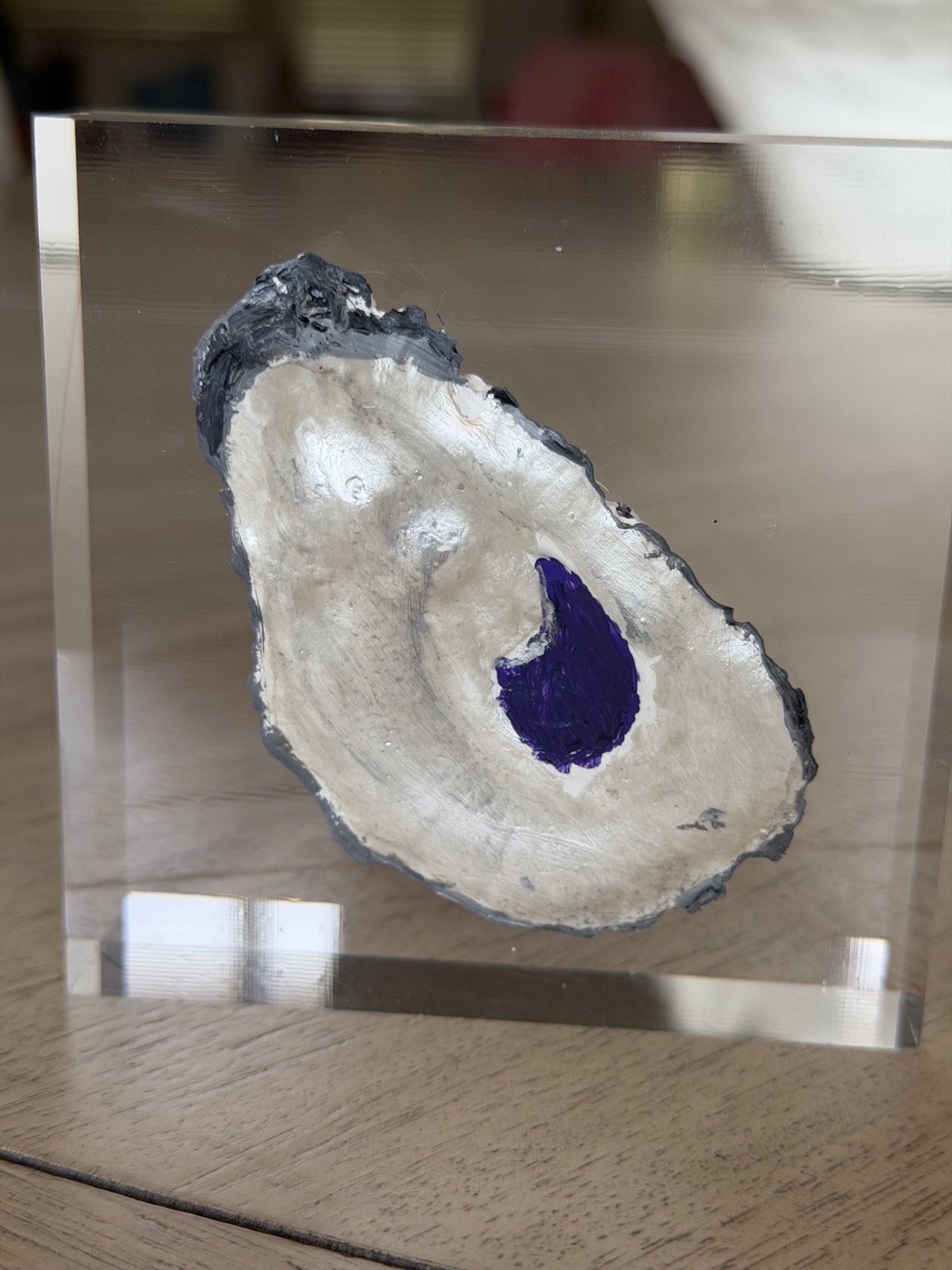 Oyster Intaglio on 4x4 Acrylic Block – Coastal Elegance Décor