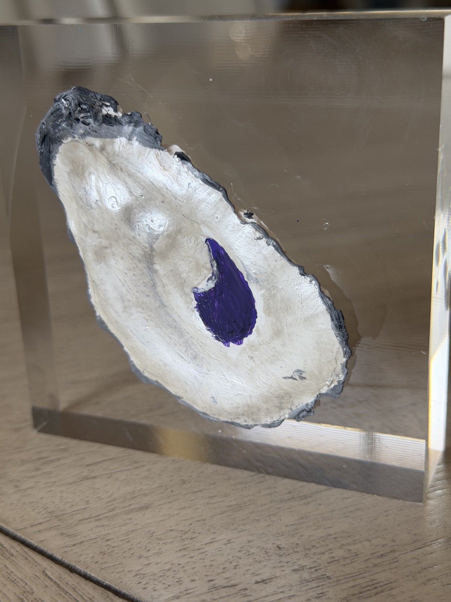 Oyster Intaglio on 4x4 Acrylic Block – Coastal Elegance Décor