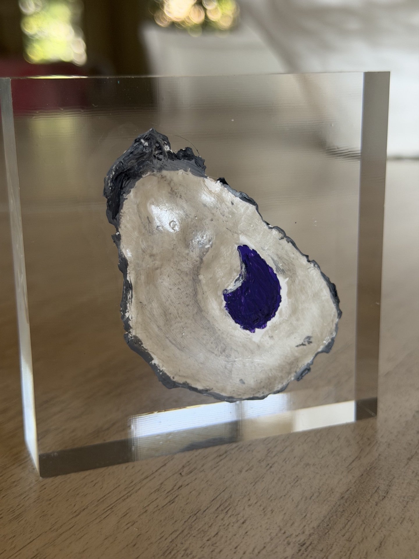Oyster Intaglio on 4x4 Acrylic Block – Coastal Elegance Décor