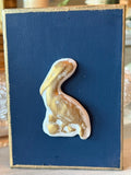 Gold Embossed Pelican Intaglio on Navy Canvas – Framed Look Coastal Wall Art (7"x5"x1")