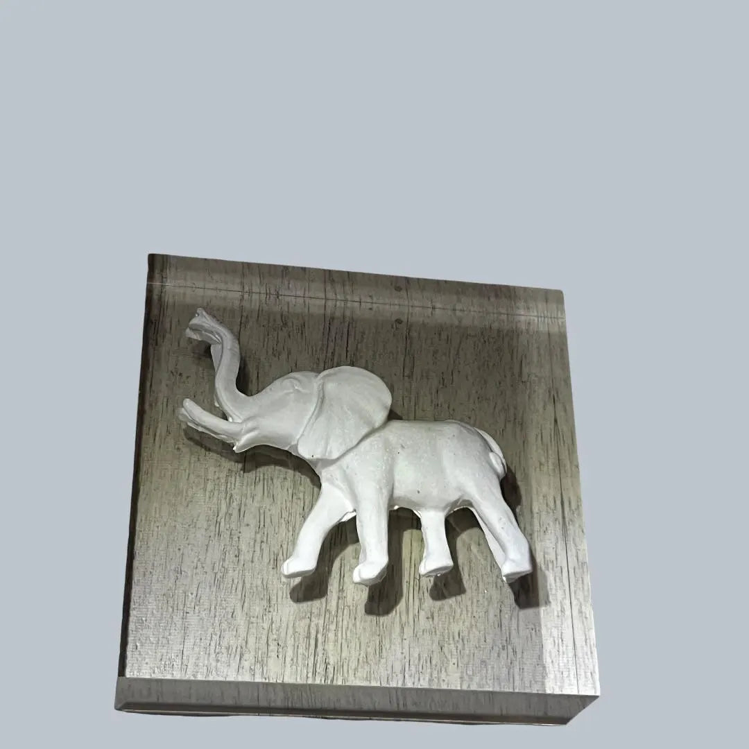 White Elephant Intaglio Art on Acrylic Block – 4x4x1 Clear Display – Unique Desk or Shelf Decor – Handmade Collectible Gift